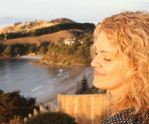 wife My wife at a sleepy beachfront vineyard on Waiheke