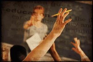 Raised Hand in the Classroom