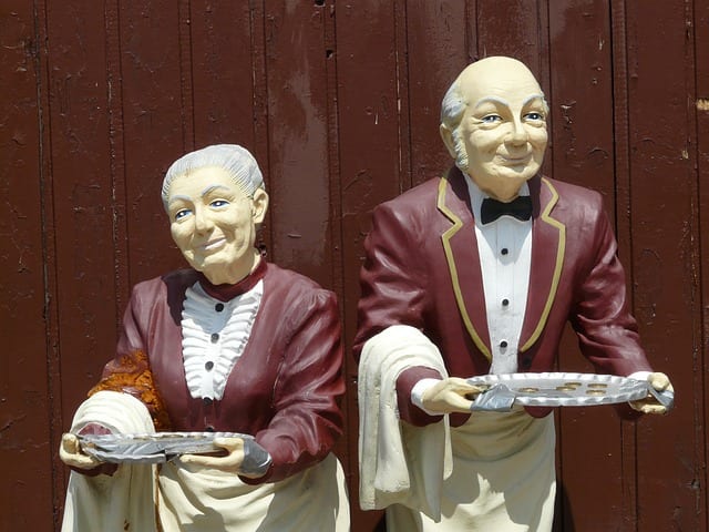 Don't worry, the butlers who serve you on Eithad Airlines aren't quite as terrifying as these statues.
