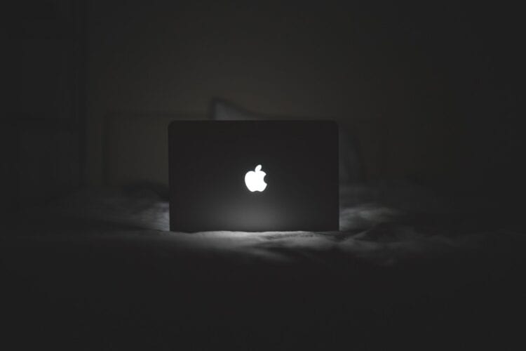 Macbook in a dark room