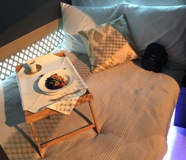 Bedroom setup on an Ethiad plane