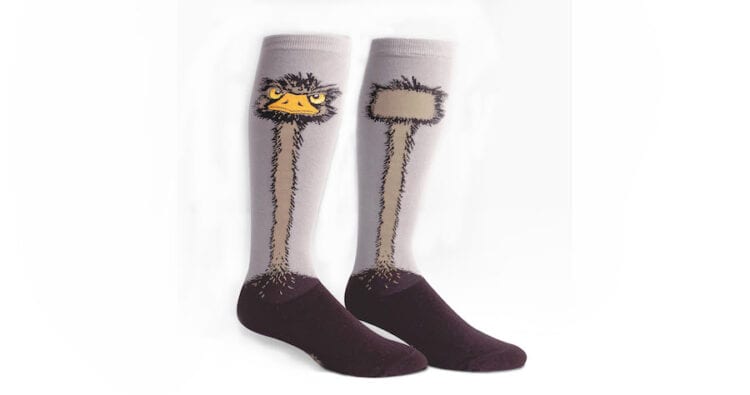 Stretch socks with frowning bird print