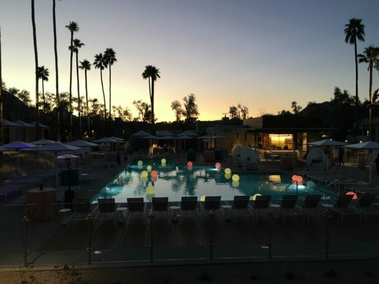The pool at sunset.