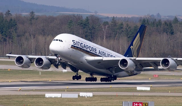Singapore Airlines jet taking off
