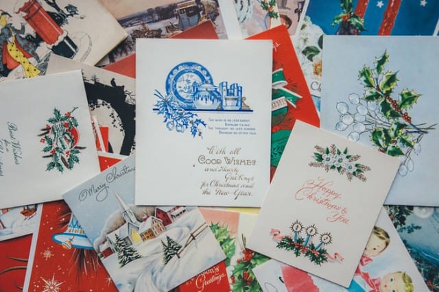 Greeting cards displayed on a table