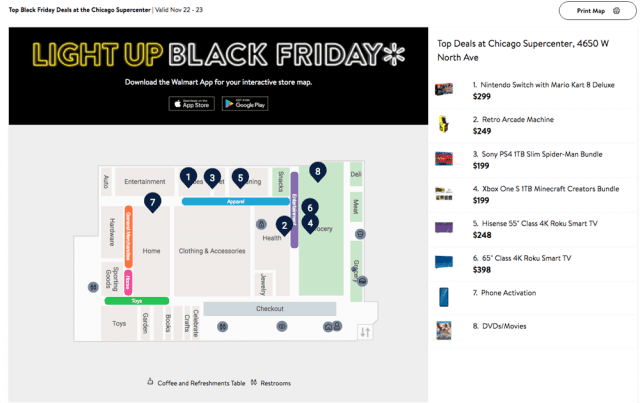 Walmart Black Friday store map