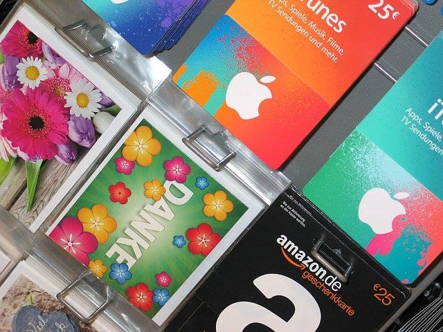 several different gift cards