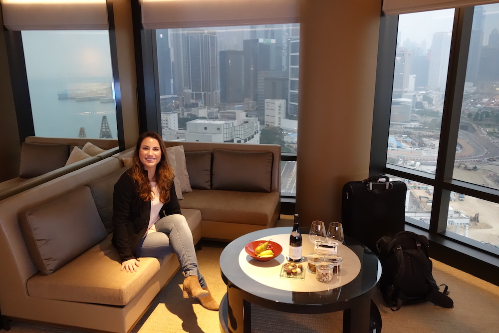 My wife on our honeymoon at the Grand Hyatt Hong Kong!