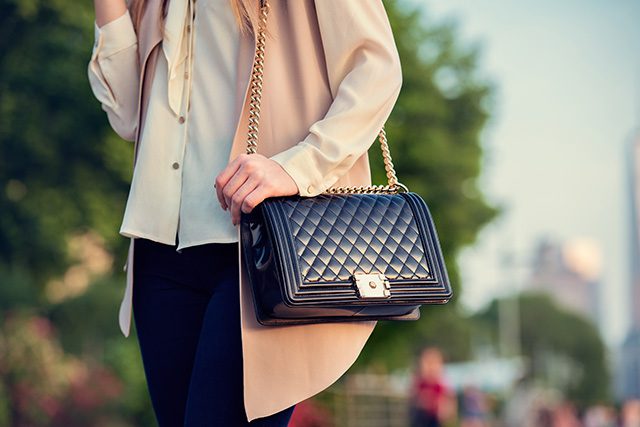 black quilted designer handbag 