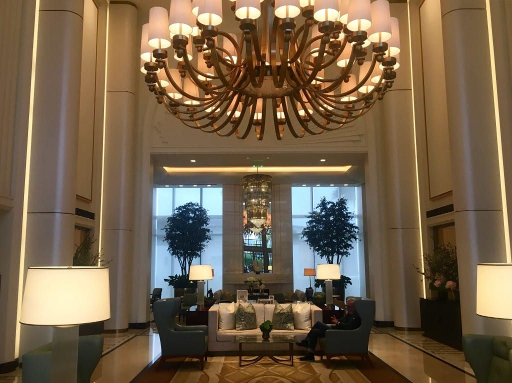 the lobby at the Waldorf Astoria Beverly Hills