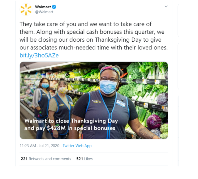 Walmart Thanksgiving tweet