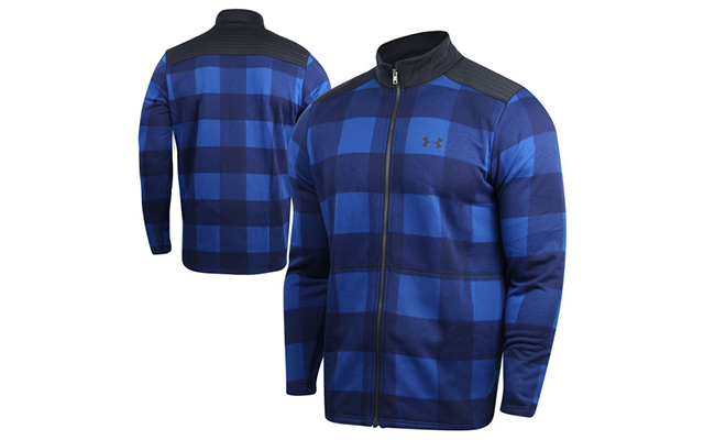 mens under armour plaid fleece in blue