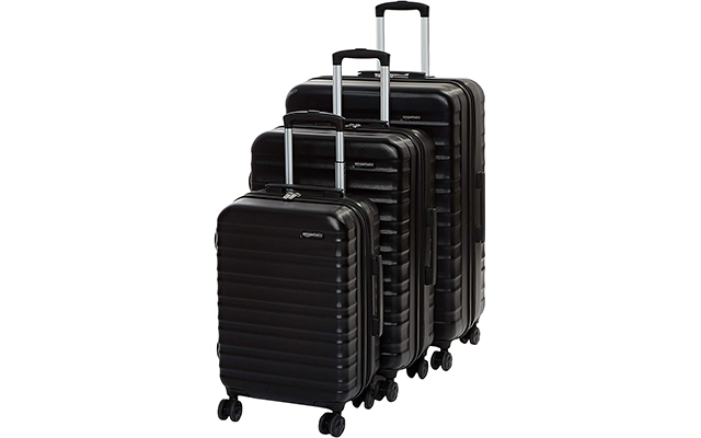 amazon basics hardside luggage set in black