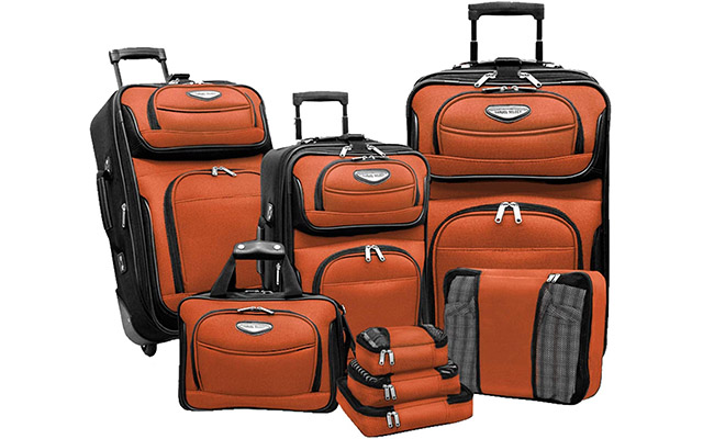 travel select amsterdam luggage set in orange