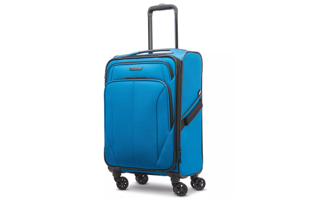 american tourister softside blue rolling suitcase