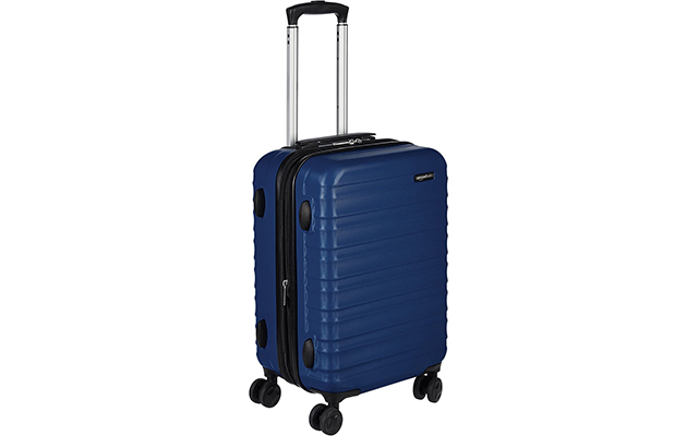 amazon basics hardside spinner luggage in blue
